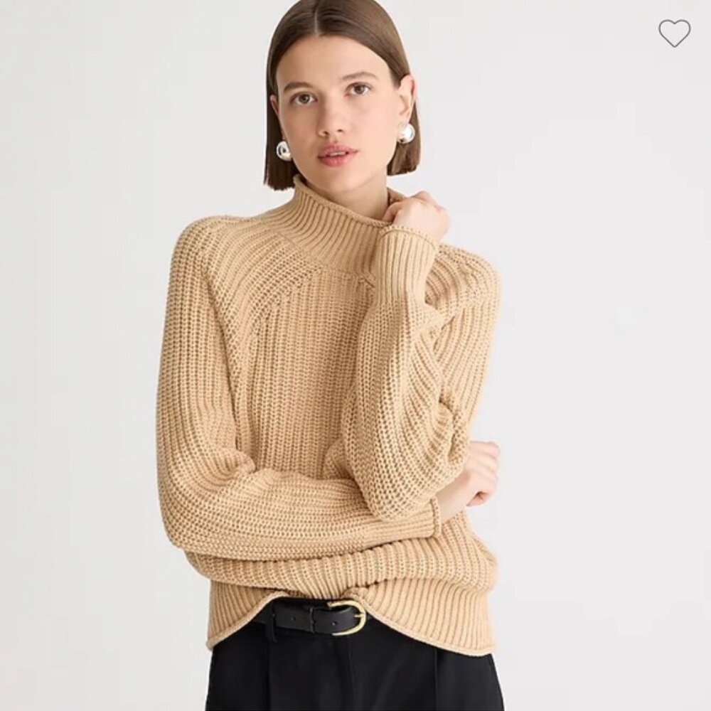 J. Crew Relaxed Rollneck Pullover Cotton Ribbed Sweater Preppy Granola Girl Sz S